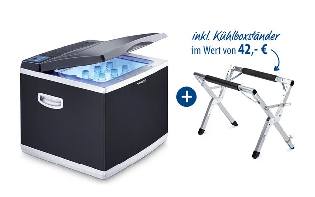 Dometic Kühlbox-Set CK40D Hybrid Kompressorkühlbox 38 Liter + Kühlboxständer 3 Dometic Kühlbox-Set CK40D Hybrid Kompressorkühlbox 38 Liter + Kühlboxständer